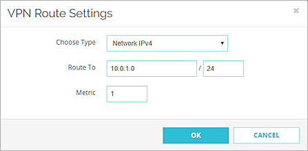 Screen shot of the VPN Route settings